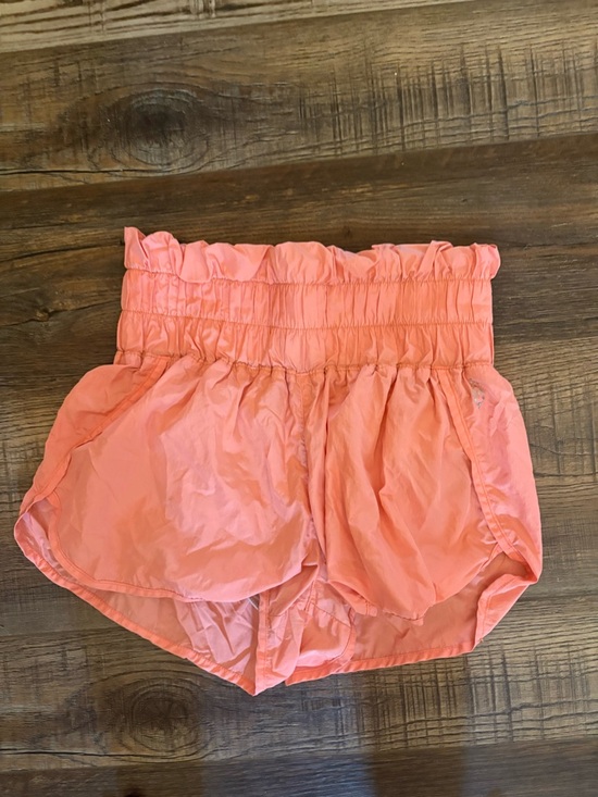 Free People Pants - Free People Coral Pink Smocked Waist Ruffle Shorts